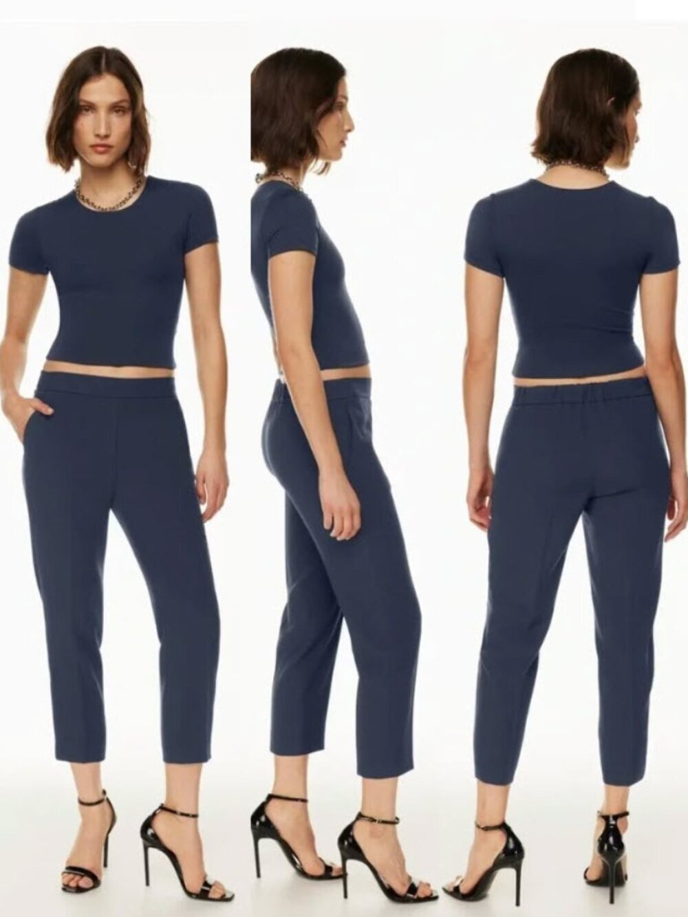 Babaton Conan Crop Pant 12 Navy Ressential Stretch Careercore Trouser
